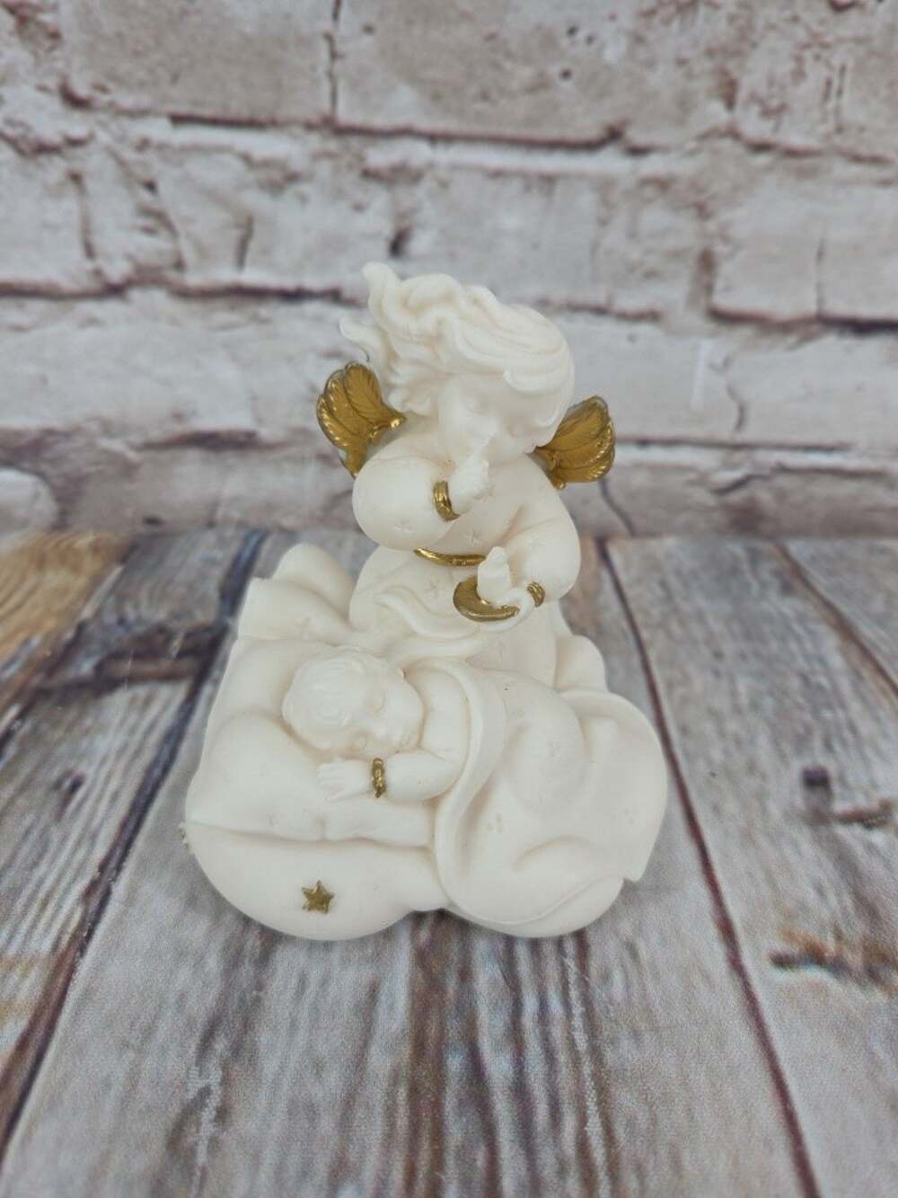 Vintage Faro Angel Watching Over Baby Figurine-1998